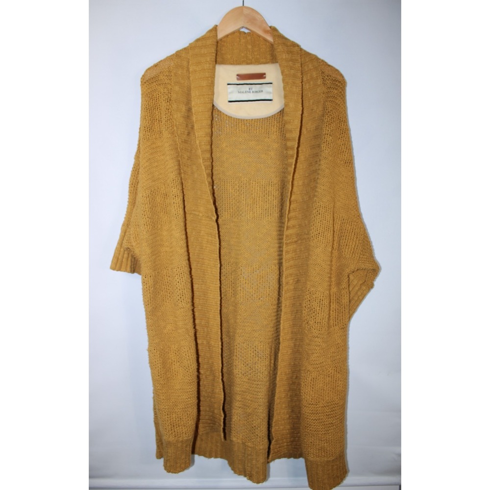 Malene Birger Women's XXS Mustard Yellow Knit Open Front Cardigan